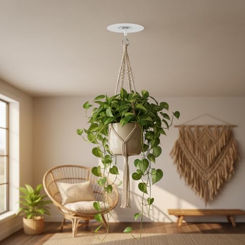 Silver Adhesive Ceiling Hook - Weight-Bearing, Drill-Free Hanging