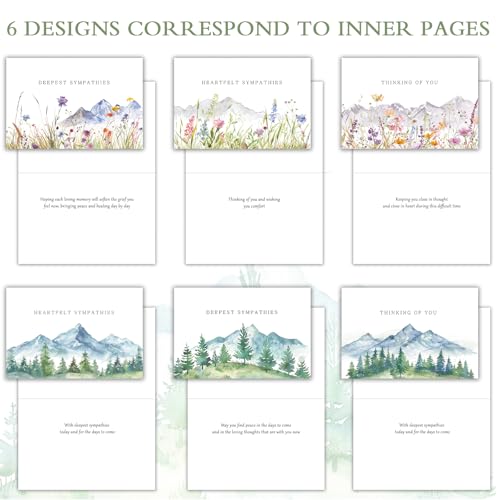 Sympathy Cards Set of 24 with Envelopes & Stickers - Watercolor Landscape