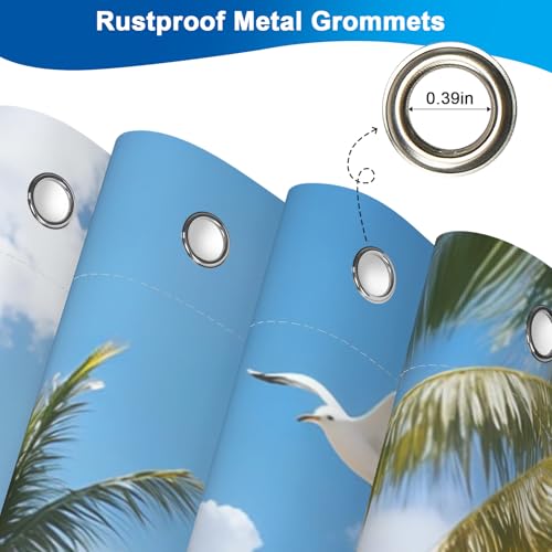 TQUQOBU Summer Camping Waterproof Shower Curtain Set 72x72 Inches with Tropical Beach Design & 12 Hooks