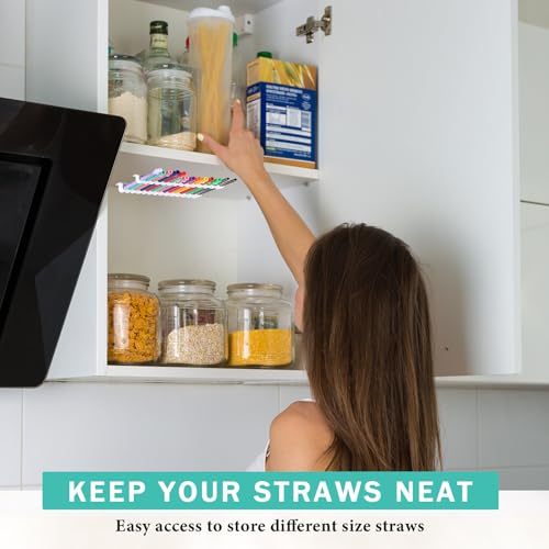 Baderke Reusable Straw Holder for Cabinets - White Classic Kitchen Organizer