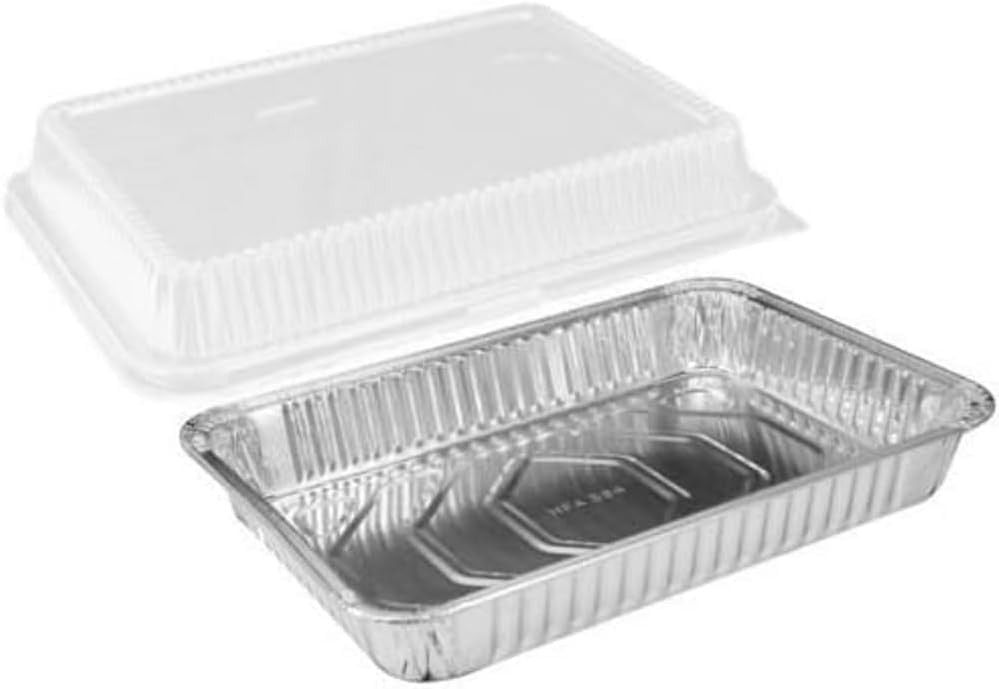 PACTOGO Disposable Aluminum Foil Cake Pans - 13" x 9" x 2" with Dome Lids | Perfect for Baking & Storing (Pack of 12)