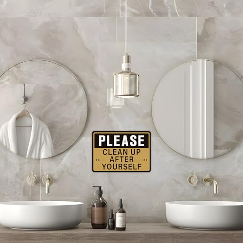 2PCS Clean Up 258 Self-Adhesive Bathroom & Kitchen Signs