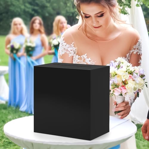 Abilat Black Card Box for Wedding Reception and Party 9"x5"x9"