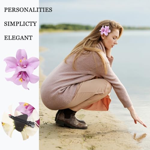 Rowcay Bohemian Flower Hair Clips 5pcs Tropical Hibiscus Hairpins
