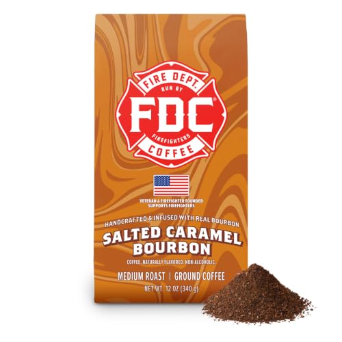 Fire Department Coffee Salted Caramel Bourbon Ground Coffee 12 oz - Infused, Veteran-Owned