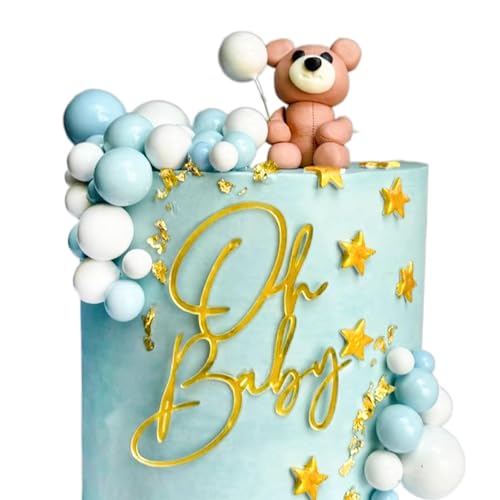 Oh Baby Gold Acrylic Cake Topper for Baby Shower and Gender Reveal
