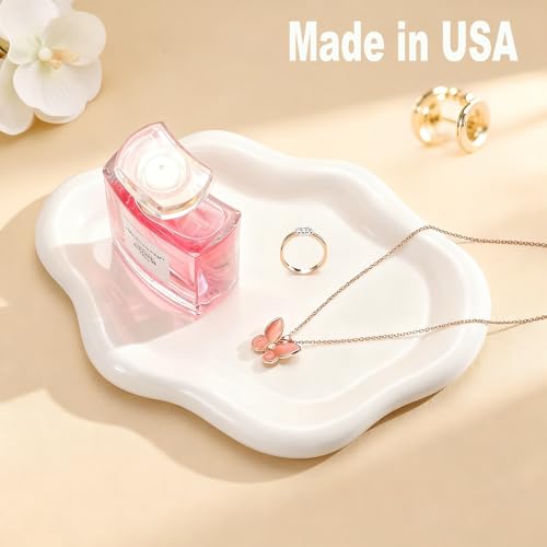 TEQKON White Ceramic Cloud Jewelry Tray and Ring Dish Aesthetic Decor