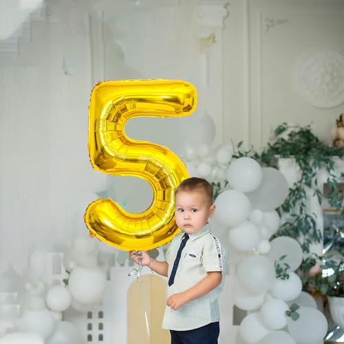 40-Inch Gold Number 5 Balloon - Jumbo Foil for Parties