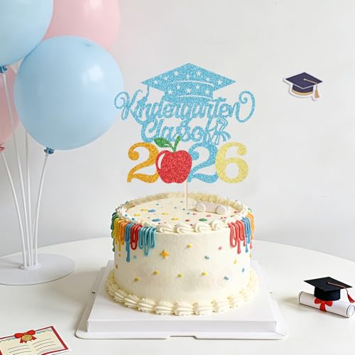 Class of 2026 Kindergarten Graduation Cake Topper Blue Party Decor