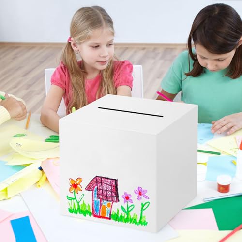White Card Box with Slot - 11.4'' Money Box for Weddings & Parties