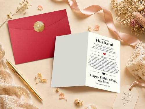 Romantic Father's Day Card for Husband - 5.3x8 with Envelope & Sticker