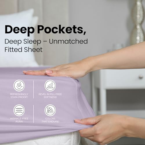 Twin Lavender Fitted Sheet - Ultra Soft, 15 Inch Deep Pocket