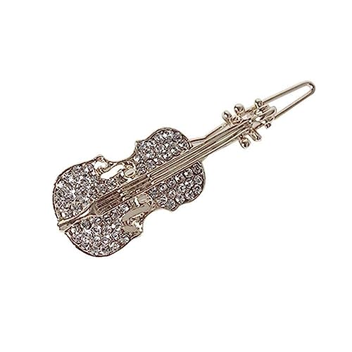 Crystal Rhinestone Violin Hair Barrette - Elegant Musical Hair Clip