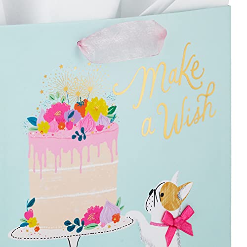 Hallmark Medium Birthday Gift Bag with Tissue Paper - Make a Wish Cake & Pug