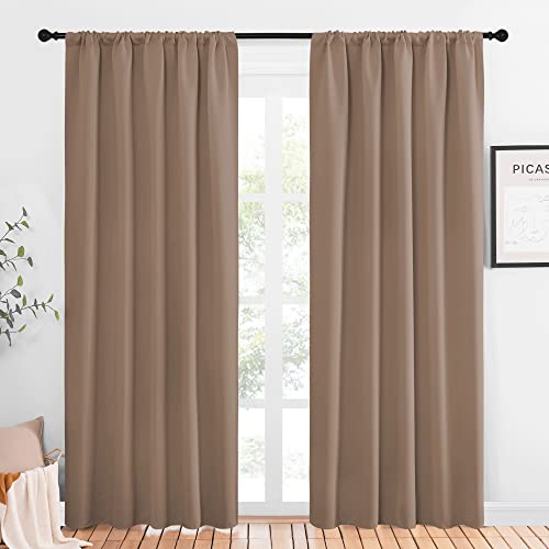 NICETOWN Room Darkening Curtains - 52x84 inches, Set of 2, Cappuccino