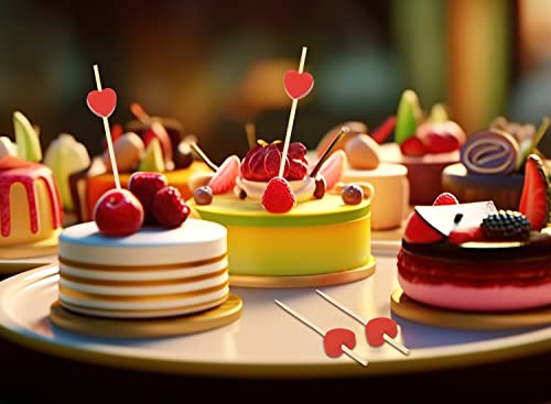 20pcs Bamboo Heart Shape Cocktail Picks for Appetizers & Parties
