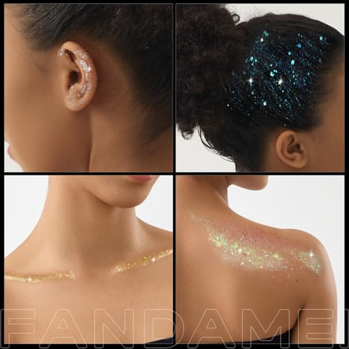 Fandamei Face and Body Glitter Gel Palettes, 2-Piece 8-Color Set