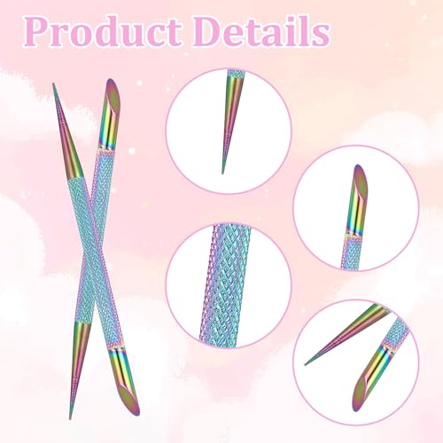 2 Pcs Stainless Steel Cuticle Pusher and Nail Cleaner Tool Set