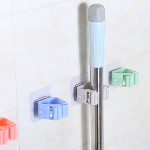 Wall Mounted Broom and Mop Holder Clips - 4 Pack Heavy Duty