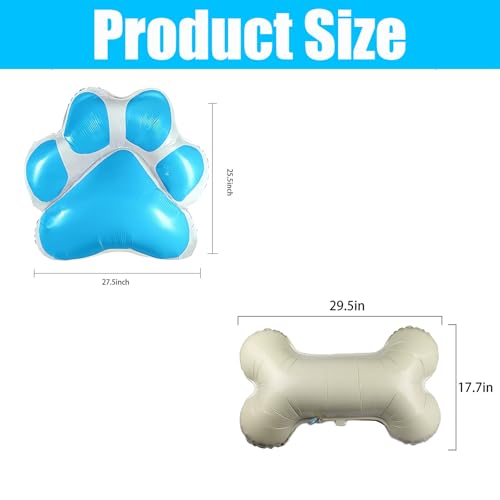 3-Piece Dog Party Balloon Set - Light Blue Paw & Bone Foil Balloons