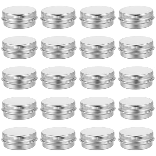 20 Pcs Aluminum Tin Jars 0.5 oz Refillable Round Containers with Screw Lids