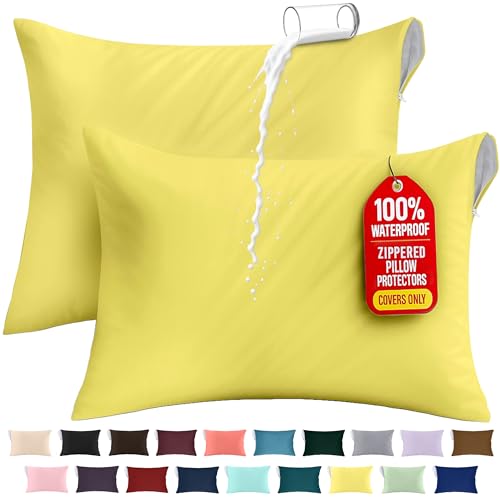 Utopia Bedding Set of 2 Standard Pillow Protectors - Waterproof & Dust Mite Proof Encasements