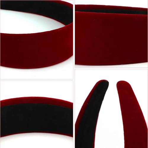 Chanaco Christmas Velvet Headbands - Red & Green Non-Slip Hair Bands (2 Pack)