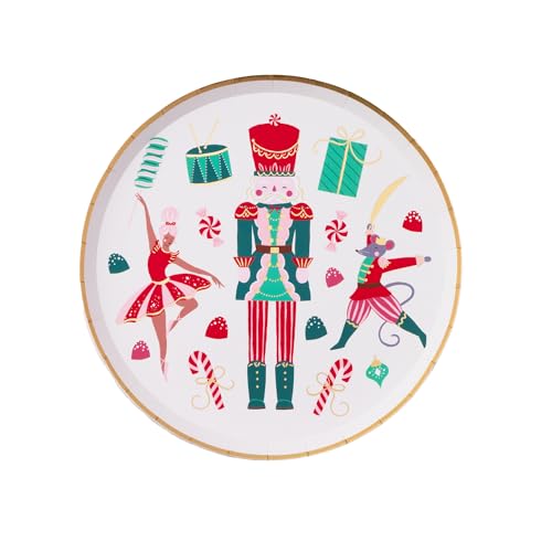 Whimsical Nutcracker Dessert Plates - Pack of 8, 8.25 Inch Holiday Tableware