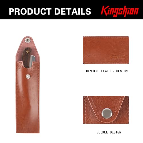 Kingshion Genuine Leather Straight Razor Cover & Travel Storage Pouch