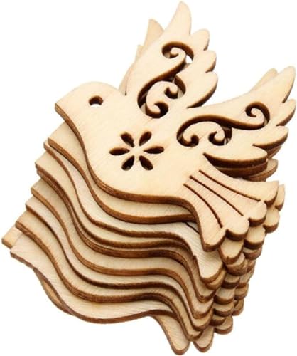 10Pcs Wooden Peace Dove Ornaments - Christmas Tree & Home Decor