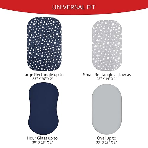 Moonsea Bassinet Sheets 4 Pack, 32"x17" Navy Soft Microfiber Bedding