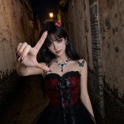 Lovime Red Heart Hair Claw Clip - Cellulose Acetate Gothic Hair Clip