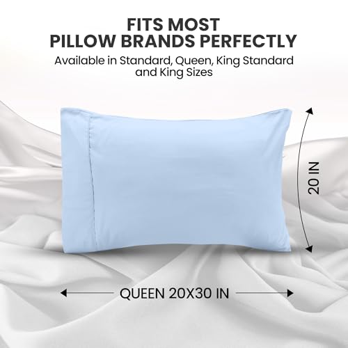 Utopia Bedding Queen Size Pillow Case Set of 4 - Ice Blue Microfiber