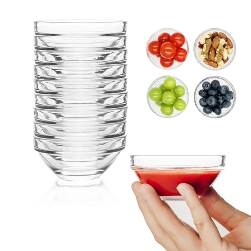 10 Pack Mini Glass Bowls - 3 Inch Prep & Dipping Bowls