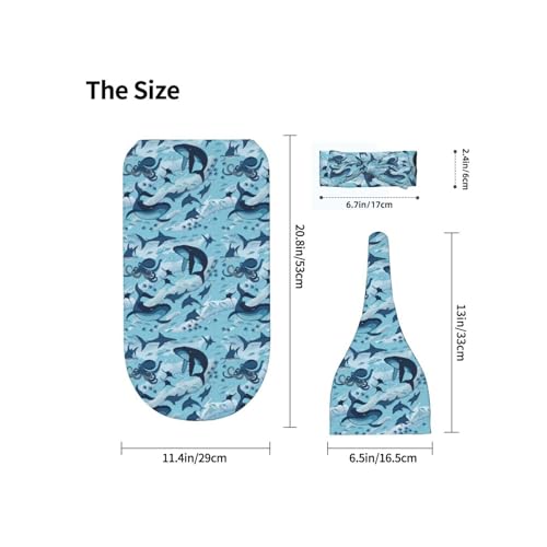 Sea Waves Baby Swaddle Blanket Set with Headband for Newborns