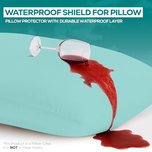 Queen Size Pillow Protectors with Zipper - Set of 2, Waterproof & Dust Mite Proof