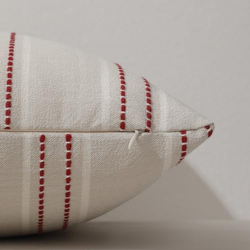 Hckot Christmas Red Throw Pillow Covers 12x20 Inches Set of 2 Linen Lumbar Decor