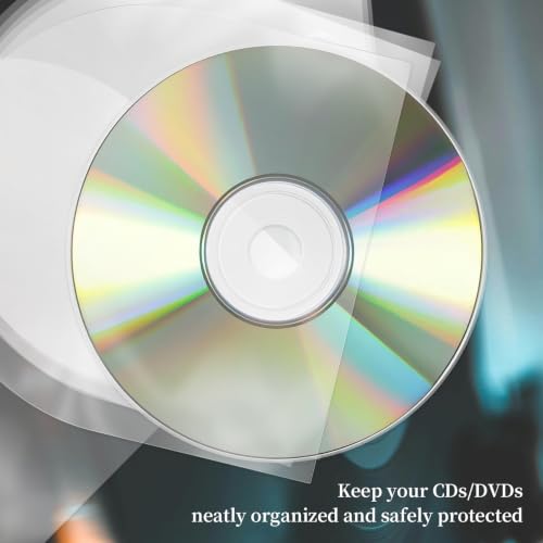50 PCS Anti-Static CD/DVD Sleeves - Clear Plastic Storage for 5-Inch Discs