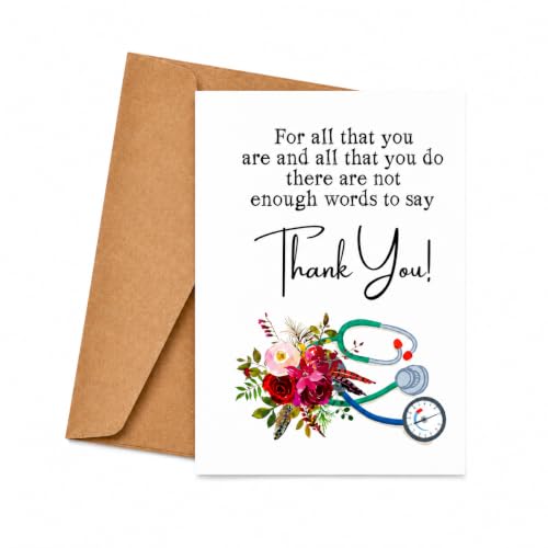 Nurse Thank You Card for Doctors and Healthcare Workers, 5x7 in