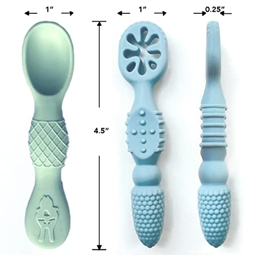 Baby Early Training Spoon Set 4-Pack BPA-Free Silicone Self-Feeding