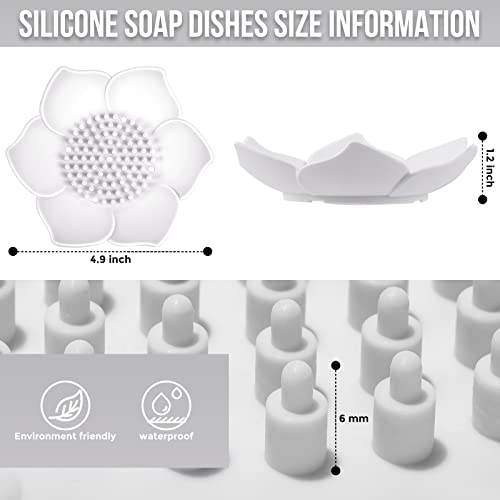 WhistenFla 2-Pack Lotus Flower Silicone Soap Dish with Drainage Design