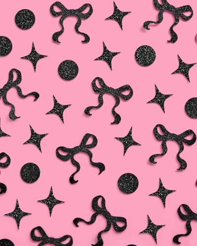 xo, Fetti Small Black Bow Glitter Confetti 200 pcs Bachelorette Birthday Decor