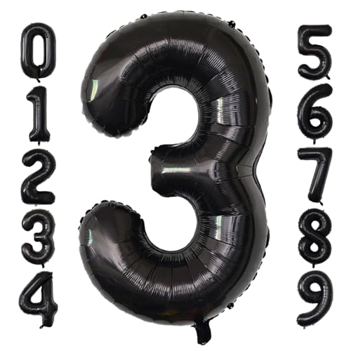 Giant 40-Inch Black Number 3 Balloon for Party Decorations
