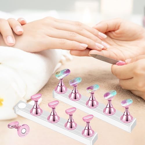 TKYZMS Magnetic Acrylic Nail Stand Set for Press On Nails with Tape