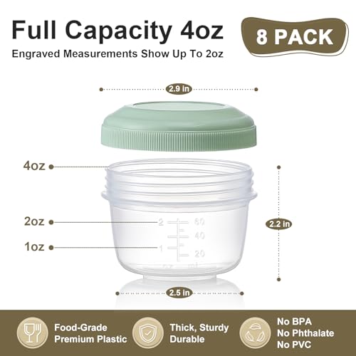 VITEVER 4 oz Reusable Plastic Food Storage Containers - 8 Pack, Airtight & Dishwasher Safe