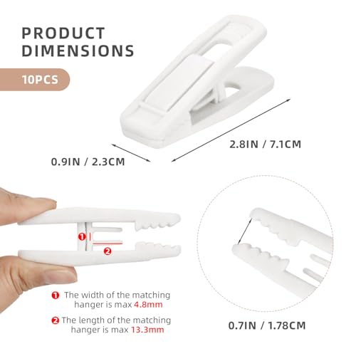 10 Pack White Velvet Hanger Clips for Pants & Skirts - Strong Flocked Clips