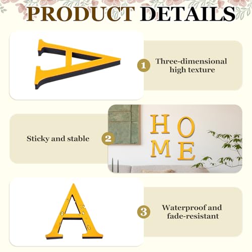 PATIKIL 3D Acrylic Alphabet Mirror Wall Sticker - Letter A, Deep Gold