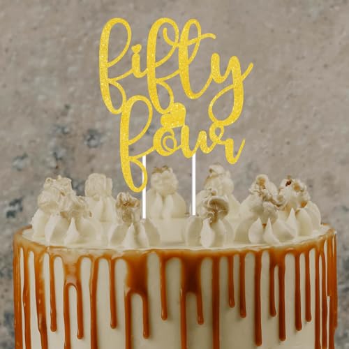 JUTTIRA Gold Glitter 54th Birthday Cake Topper - Fifty-Four Party Decor
