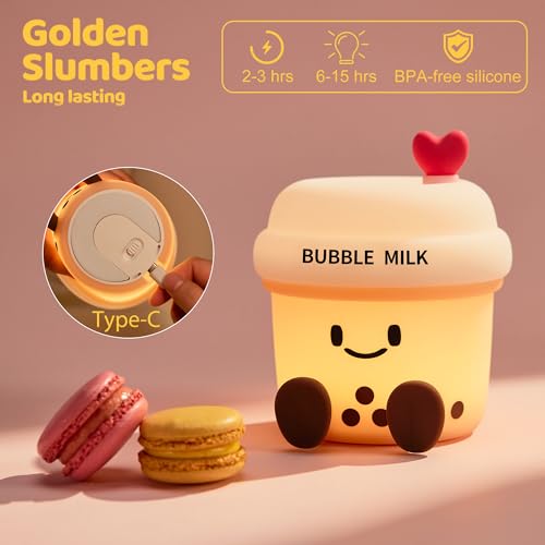 Bubble Milk Cup Night Light - Dimmable Silicone Touch Lamp for Kids