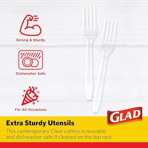 Glad Heavy Duty Disposable Plastic Forks, 24 Count - Break-Resistant